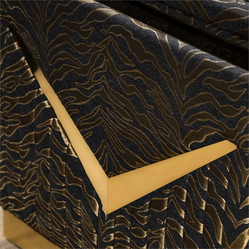 Bowery Hill Zebra Print 2-Piece Sofa Set in Black Velvet and Gold