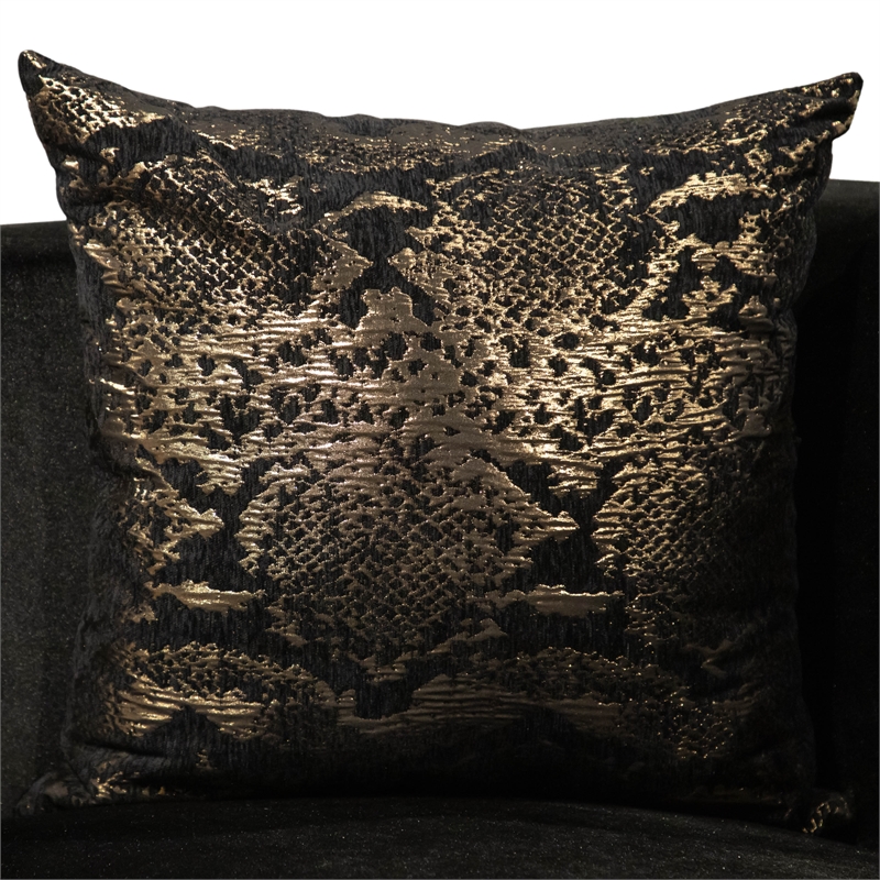 Bowery Hill Zebra Print 2-Piece Sofa Set in Black Velvet and Gold