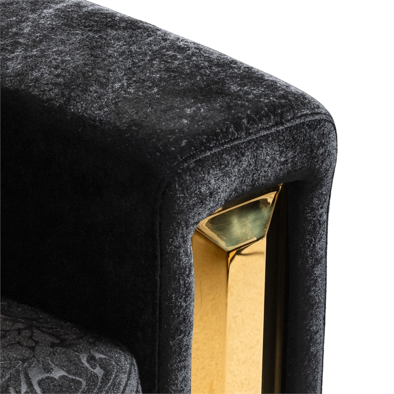 Bowery Hill 2-Piece Sofa Set with Curved Track Arms in Black Damask