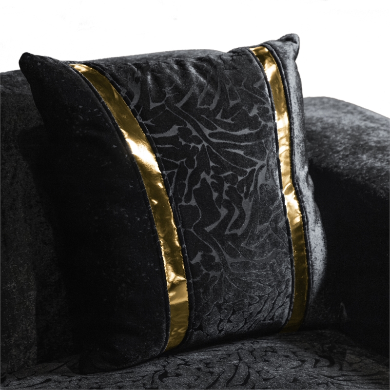 Bowery Hill 2-Piece Sofa Set with Curved Track Arms in Black Damask