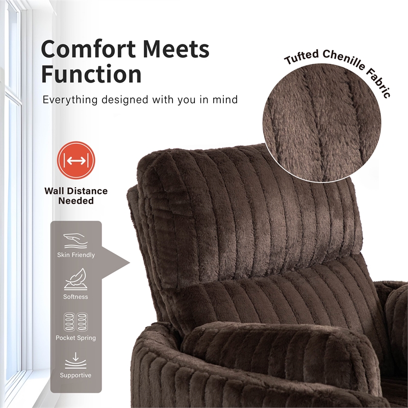 Bowery Hill Fabric Power Recliner Glider with Swivel in Dark Teal Green
