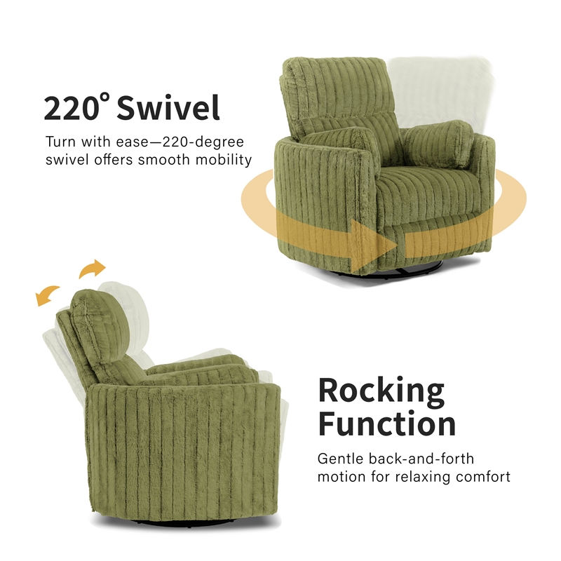 Bowery Hill Fabric Power Recliner Glider with Swivel in Dark Teal Green