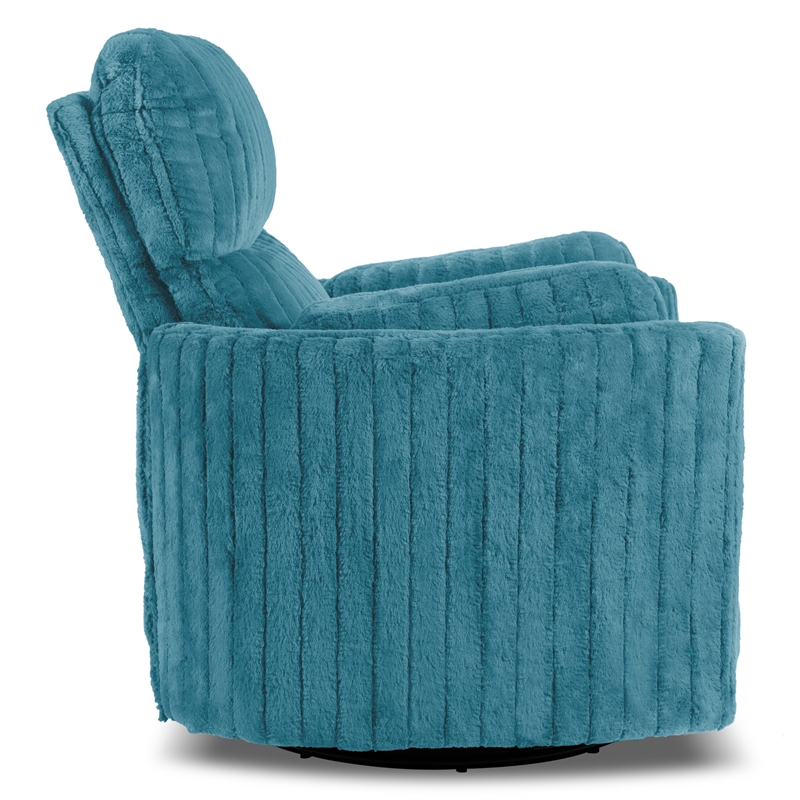Bowery Hill Fabric Power Recliner Glider with Swivel in Dark Teal Green