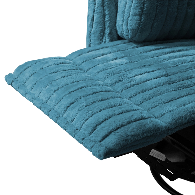 Bowery Hill Fabric Power Recliner Glider with Swivel in Dark Teal Green