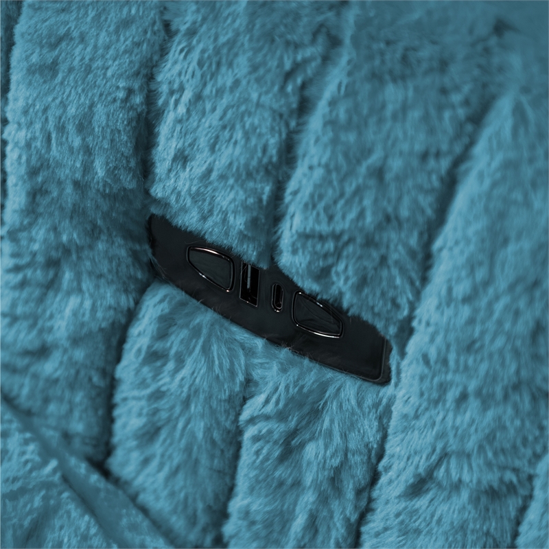 Bowery Hill Fabric Power Recliner Glider with Swivel in Dark Teal Green