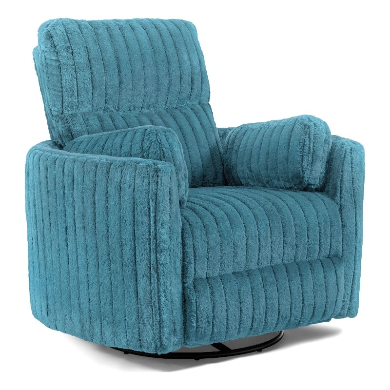 Bowery Hill Fabric Power Recliner Glider with Swivel in Dark Teal Green
