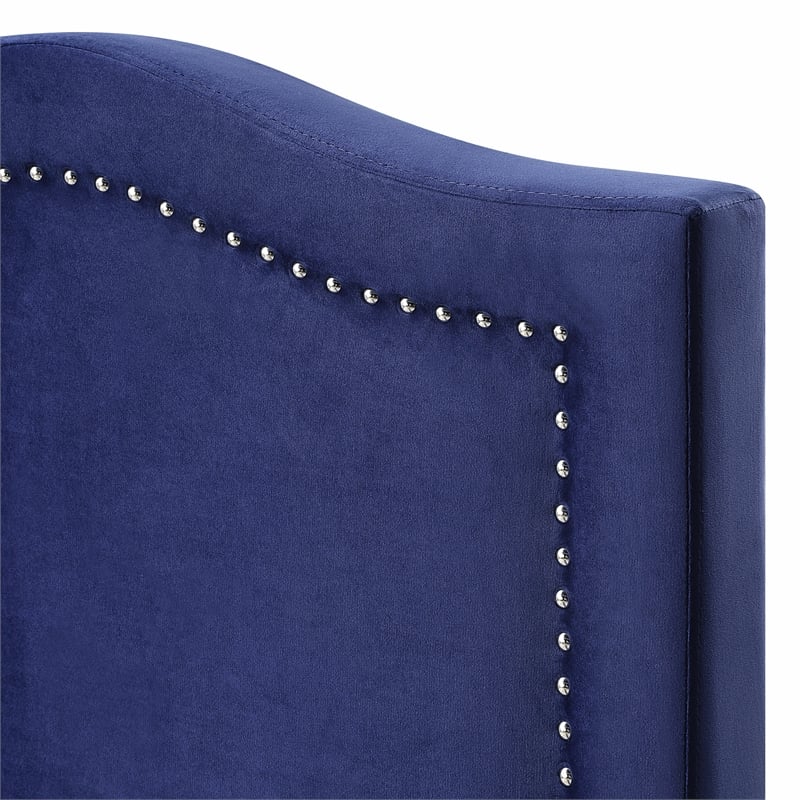 Bowery Hill Full Storage Bed Upholstered in Navy Fabric with 4 Drawers