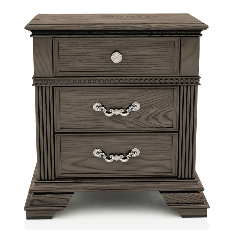 Bowery Hill 3pc Gray Wood Bedroom Set-Queen Bed with Nightstands