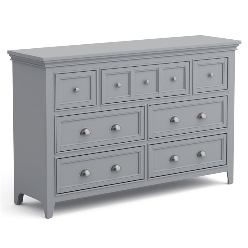 Bowery Hill Transitional Gray Wood 7-Drawer Dresser with Care Kit