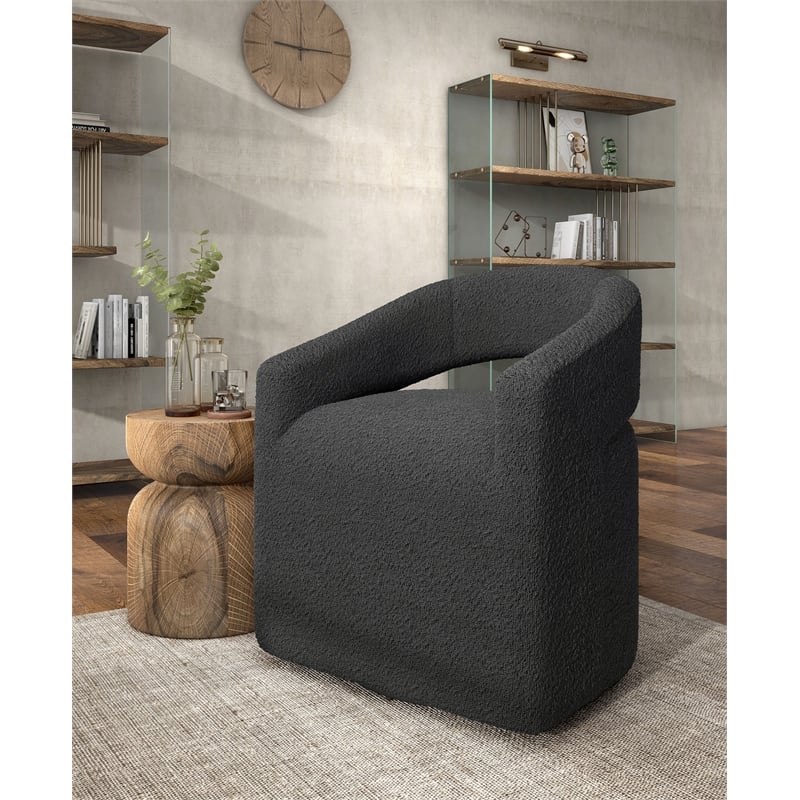 Bowery Hill Charcoal Fabric Swivel Armchair with Metal Base