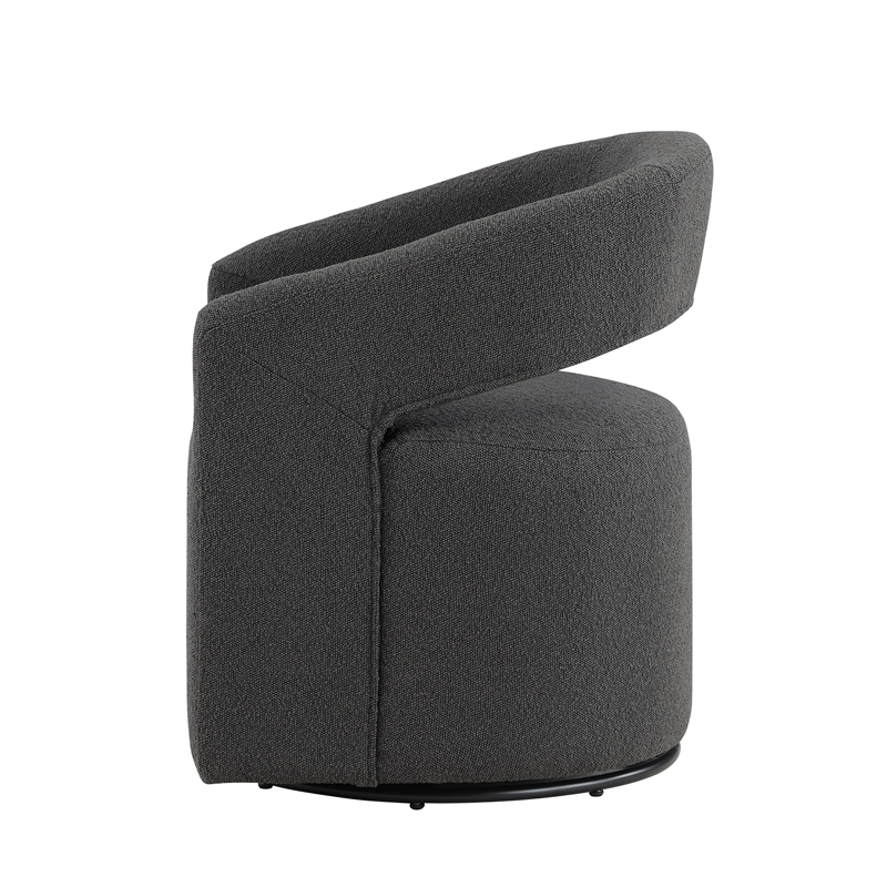 Bowery Hill Charcoal Fabric Swivel Armchair with Metal Base