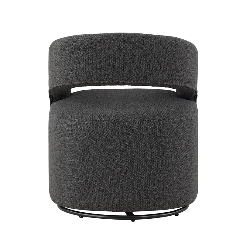 Bowery Hill Charcoal Fabric Swivel Armchair with Metal Base