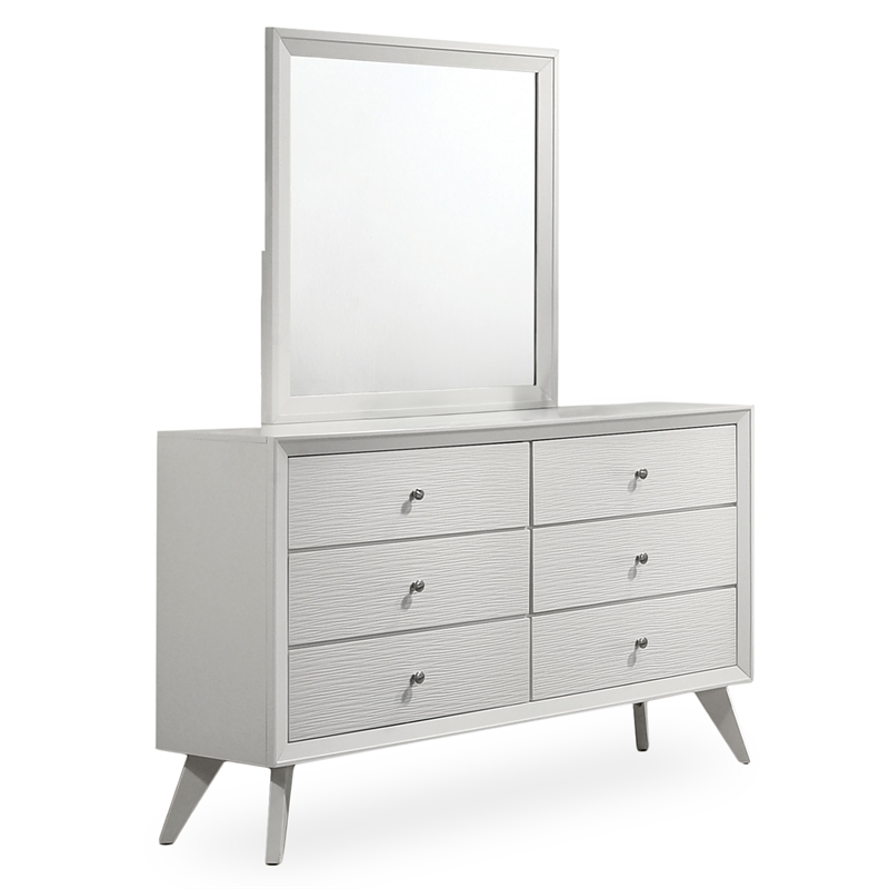 Bowery Hill 5-Piece White King Bedroom Set with Dresser and Mirror
