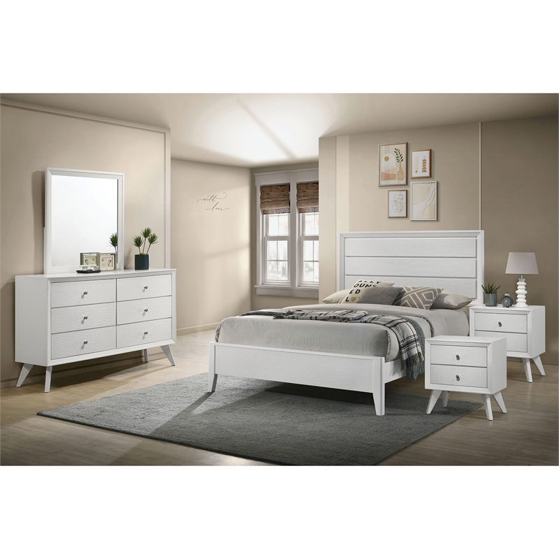 Bowery Hill 5-Piece White King Bedroom Set with Dresser and Mirror