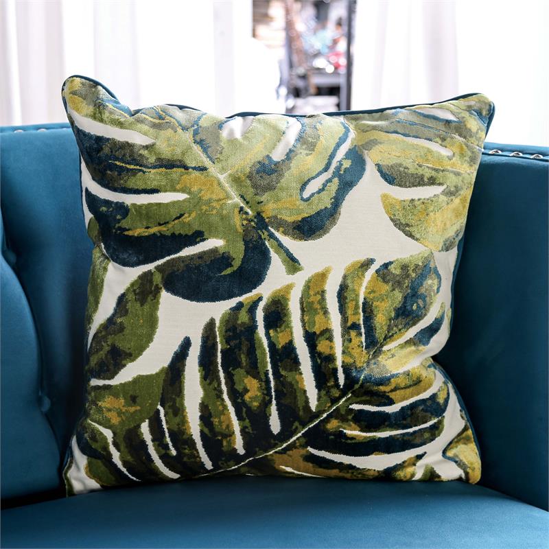 Bowery Hill Transitional Tufted Loveseat in Dark Teal Blue Fabric
