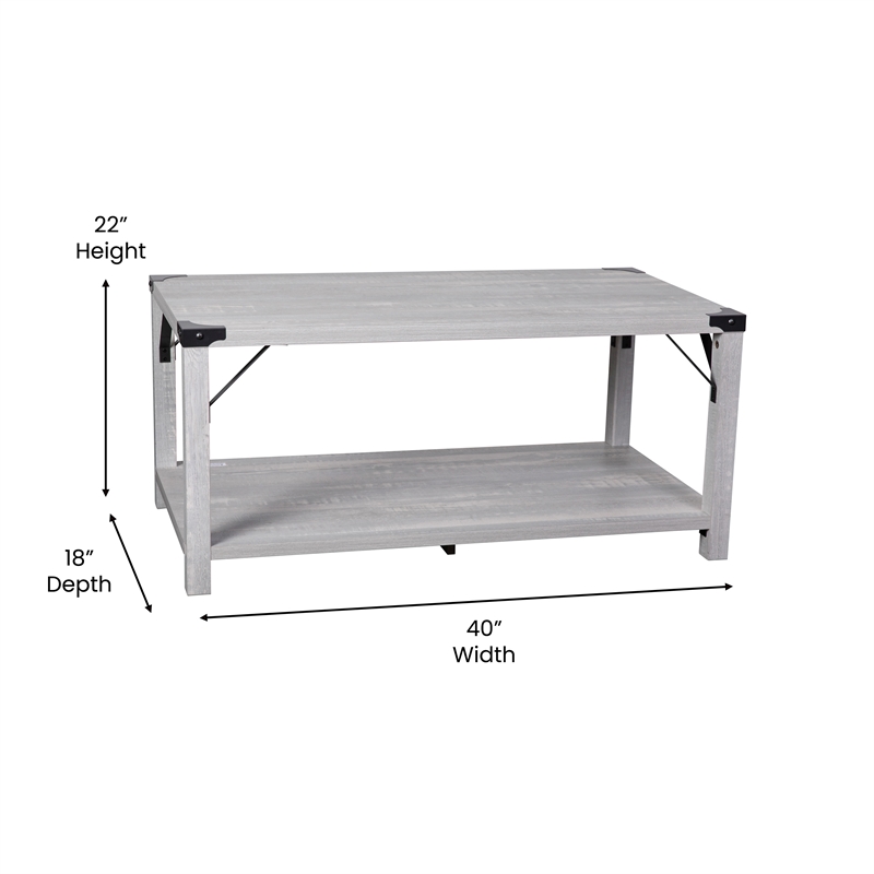 Bowery Hill 2-Tier Engineered Wood Coffee Table in Aspen Gray