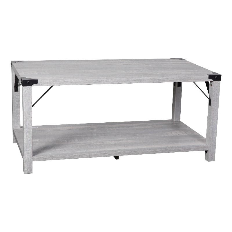 Bowery Hill 2-Tier Engineered Wood Coffee Table in Aspen Gray