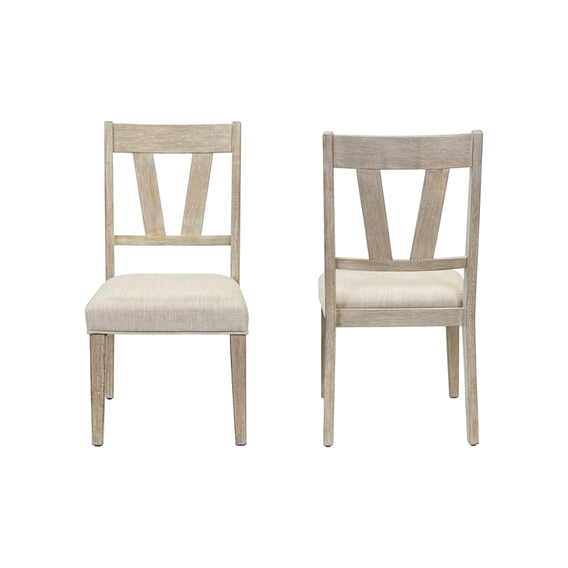 Bowery Hill Set of 2 Modern Farmhouse Dining Chairs in Light Brown