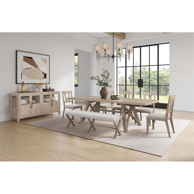 Bowery Hill Set of 2 Modern Farmhouse Dining Chairs in Light Brown