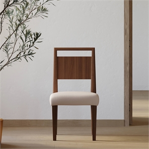 Bowery Hill Set of 2 Mid-Century Dining Chairs in Walnut Finish & Wood
