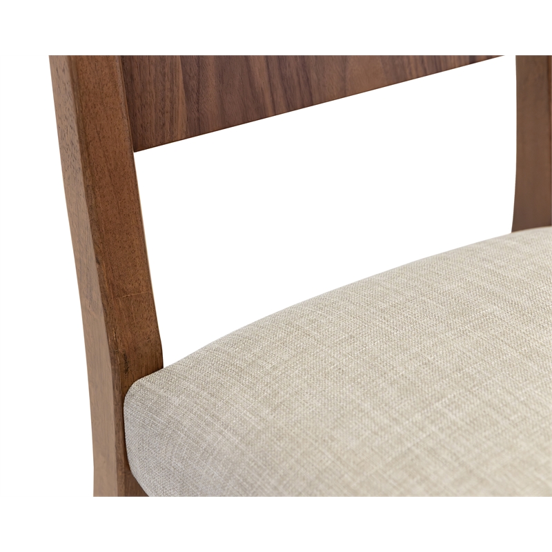 Bowery Hill Mid-Century Modern Dining Table with 6 Chairs Brown Wood