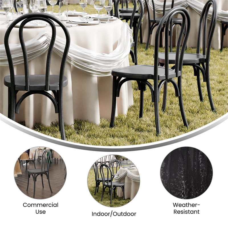Bowery Hill Indoor/Outdoor Resin Thonet Style Chair in Black