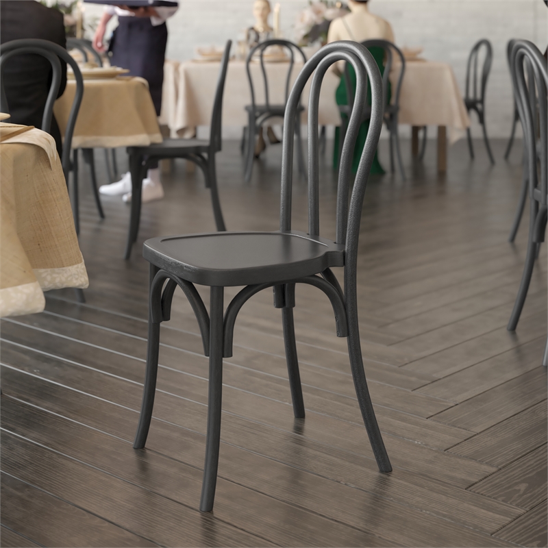 Bowery Hill Indoor/Outdoor Resin Thonet Style Chair in Black