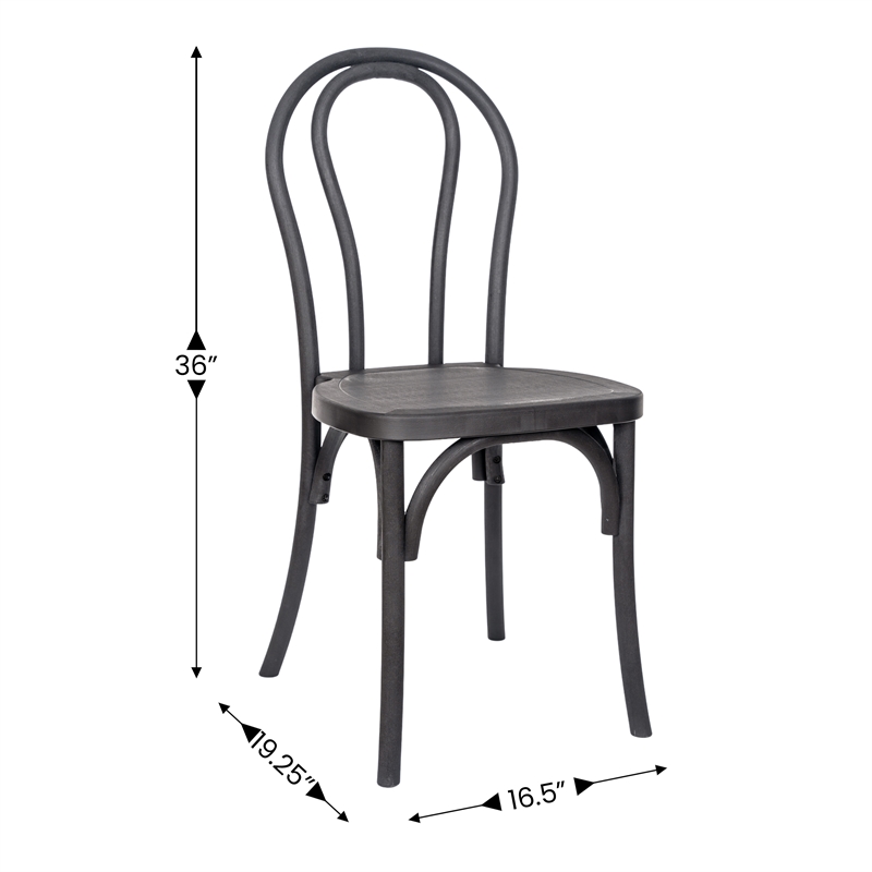 Bowery Hill Indoor/Outdoor Resin Thonet Style Chair in Black