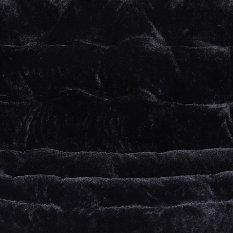 Bowery Hill Folding Faux Fur Double Saucer Chair in Black Upholstery