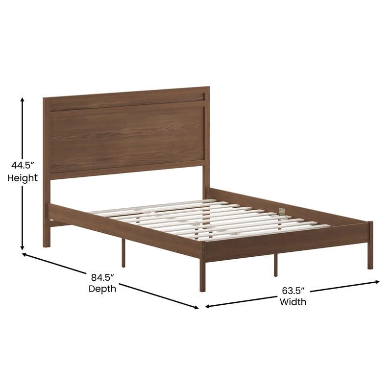 Bowery Hill Solid Wood Queen Platform Bed in Brown Finish