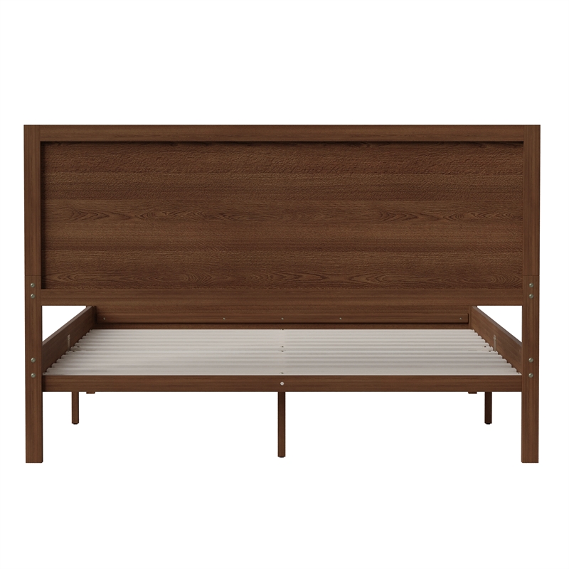 Bowery Hill Solid Wood Queen Platform Bed in Brown Finish