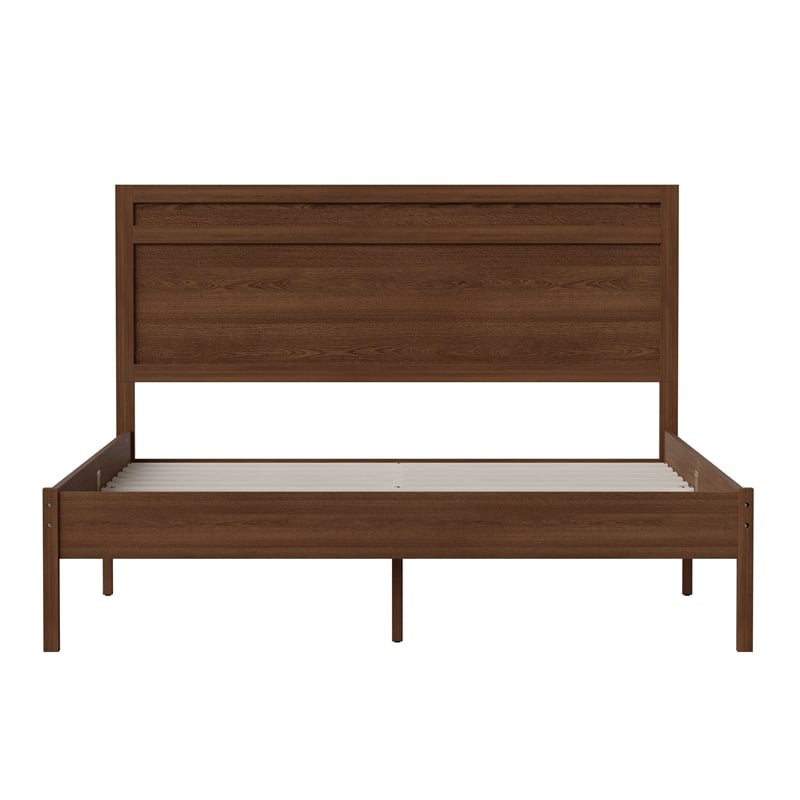 Bowery Hill Solid Wood Queen Platform Bed in Brown Finish