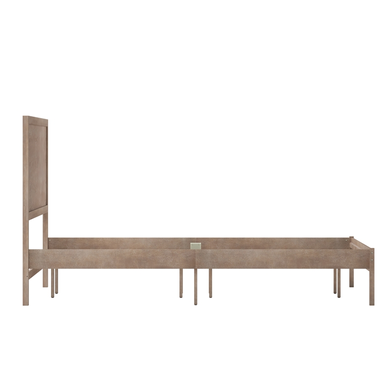 Bowery Hill King Platform Bed with Wooden Slats and Headboard in Light Brown
