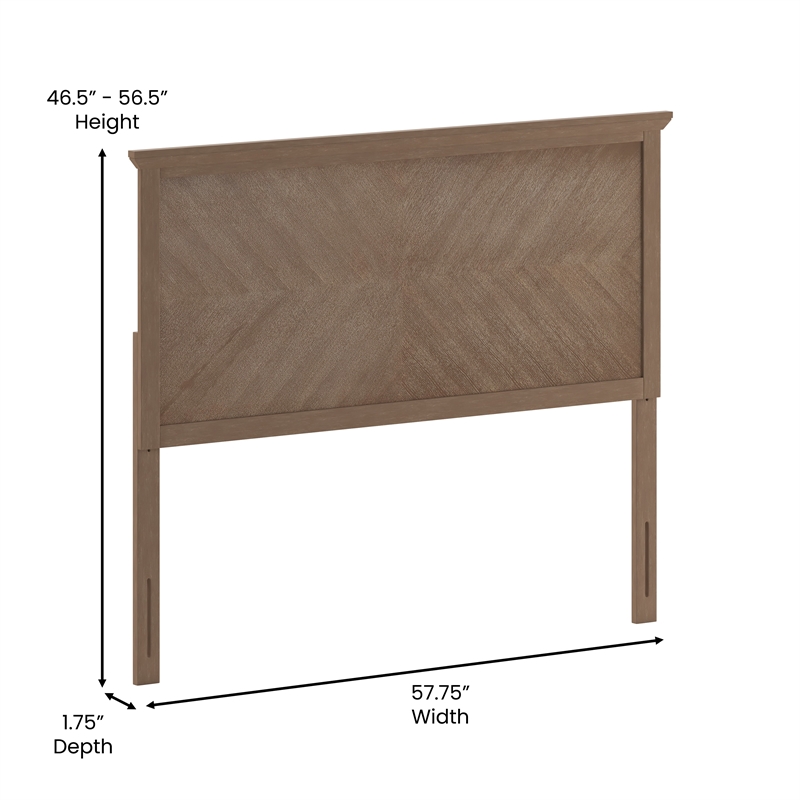 Bowery Hill Full Size Herringbone Wooden Headboard in Light Brown