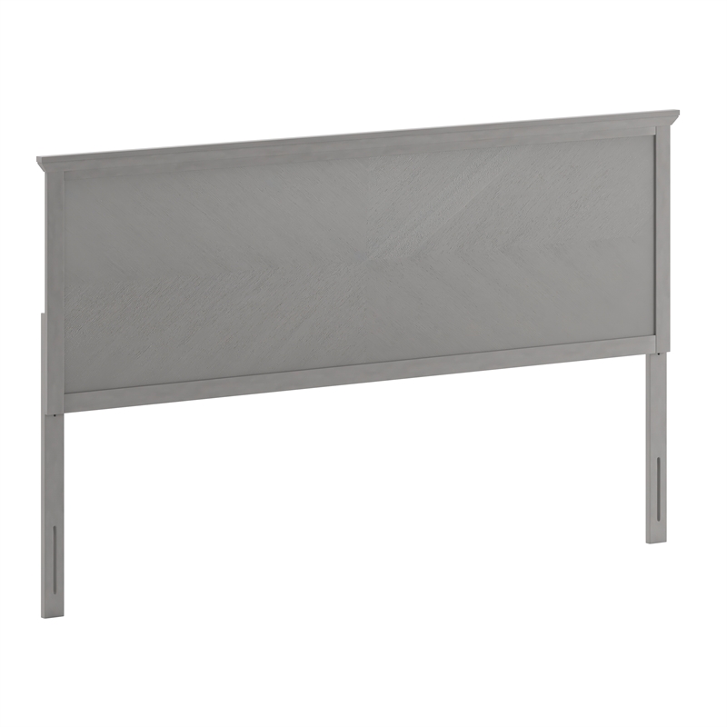 Bowery Hill King Size Wooden Herringbone Headboard in Gray Wash