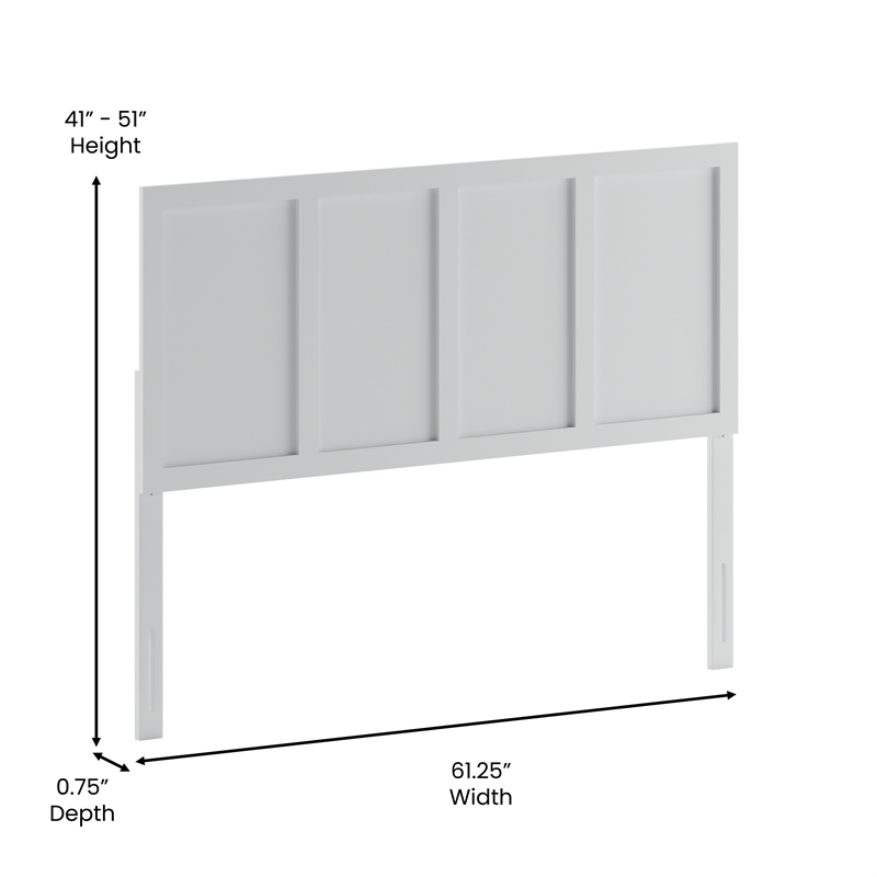 Bowery Hill King Wooden Headboard with 4 Adjustable Heights in White