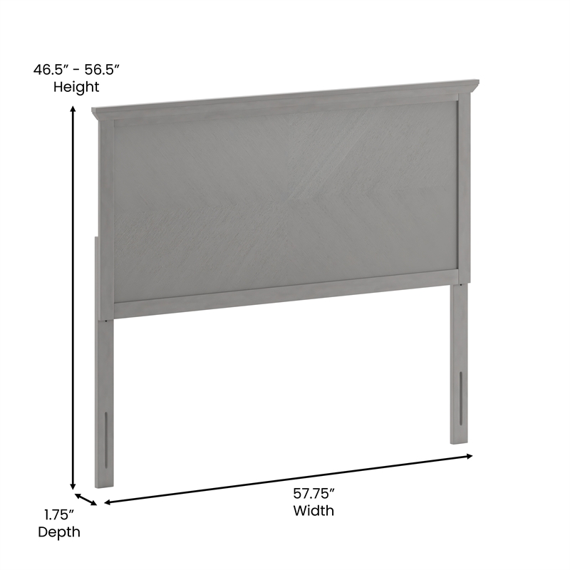 Bowery Hill Full Size Wooden Herringbone Headboard in Gray Wash