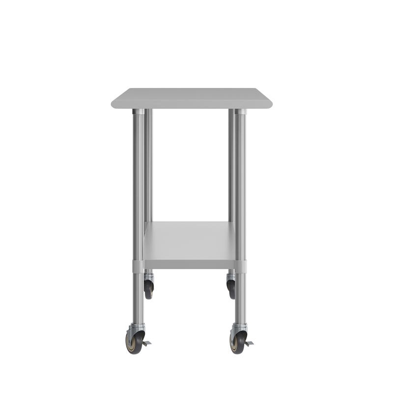 Bowery Hill Stainless Steel Work Table with Undershelf and Casters 24x60