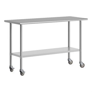 Bowery Hill Stainless Steel Work Table with Undershelf and Casters 24x60