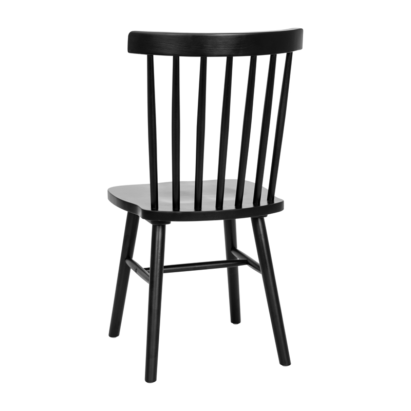 Bowery Hill 2 Pack Solid Wood Windsor Dining Chairs in Black with Spindle Backs