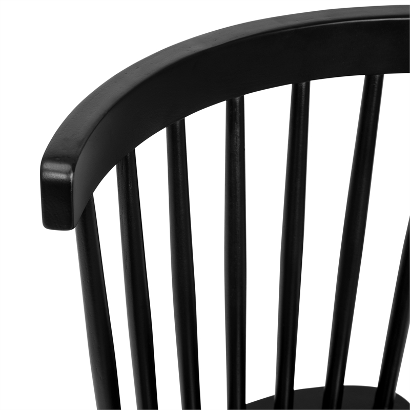 Bowery Hill 2 Pack Solid Wood Windsor Dining Chairs in Black with Spindle Backs