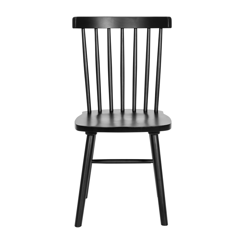 Bowery Hill 2 Pack Solid Wood Windsor Dining Chairs in Black with Spindle Backs