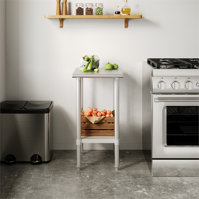 Bowery Hill Stainless Steel Work Table with Adjustable Undershelf 24x18