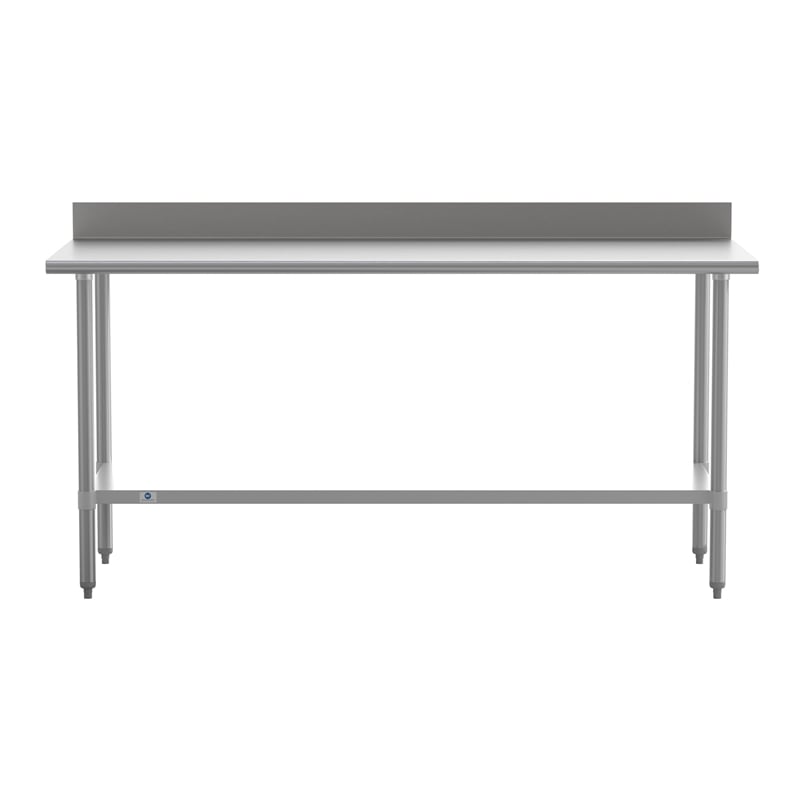 Bowery Hill Stainless Steel Kitchen Table with Backsplash and Undershelf
