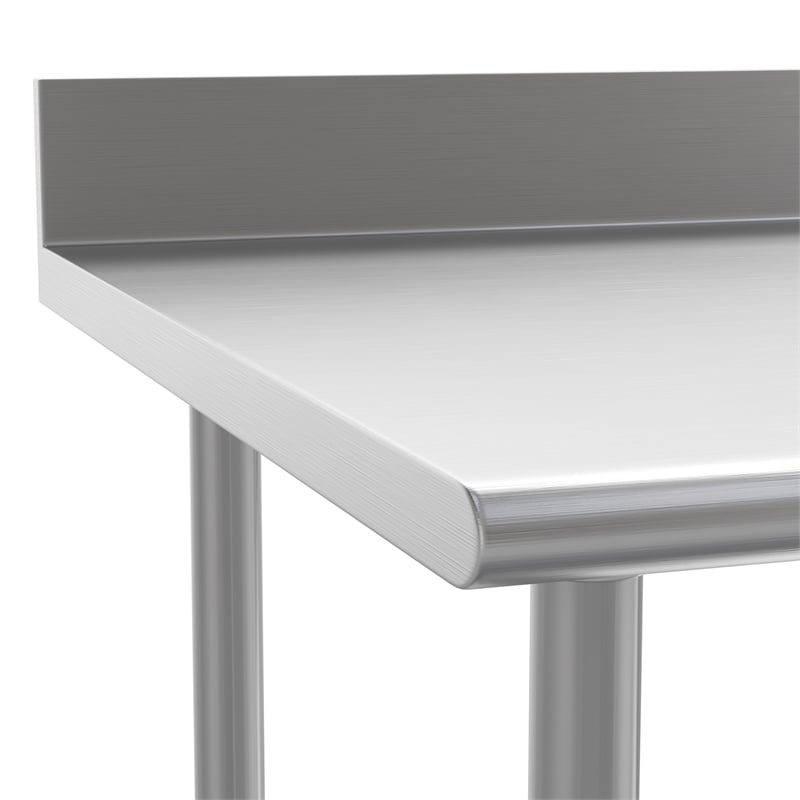 Bowery Hill Stainless Steel Kitchen Table with Backsplash and Undershelf