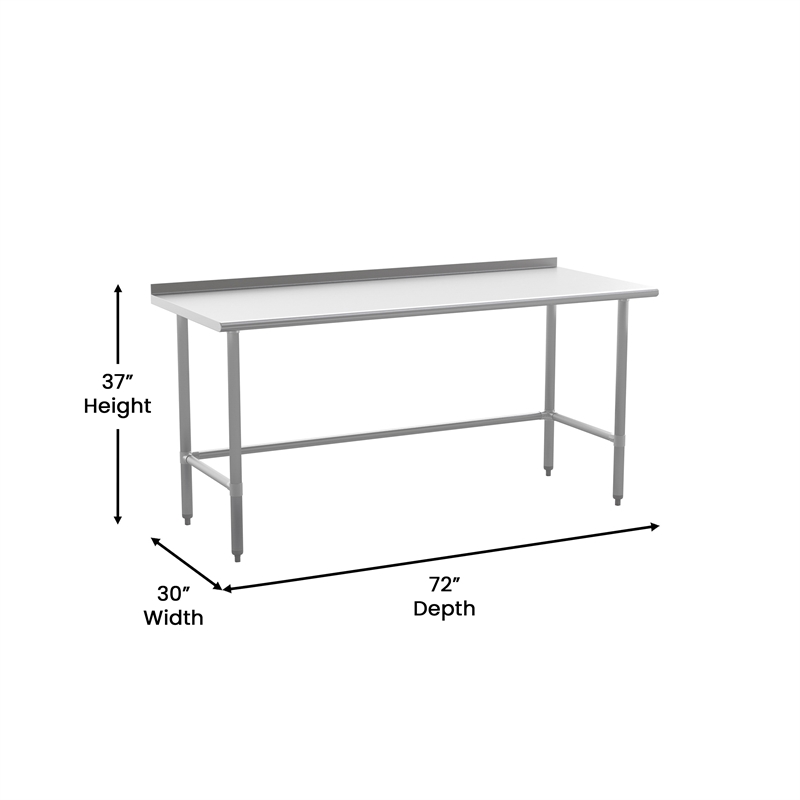 Bowery Hill Commercial Stainless Steel Kitchen Prep Table with Backsplash