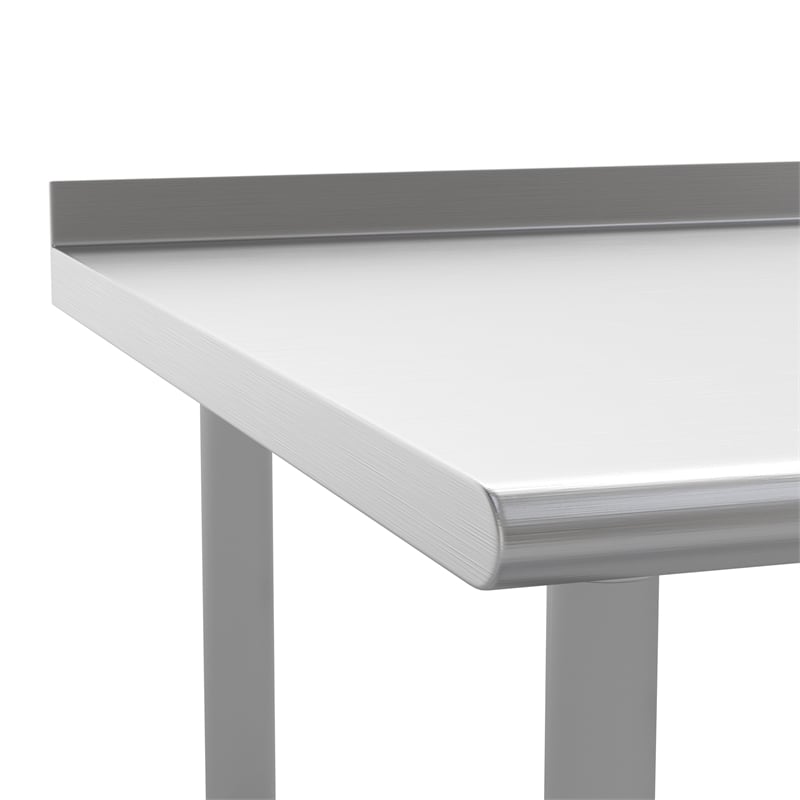 Bowery Hill Commercial Stainless Steel Kitchen Prep Table with Backsplash