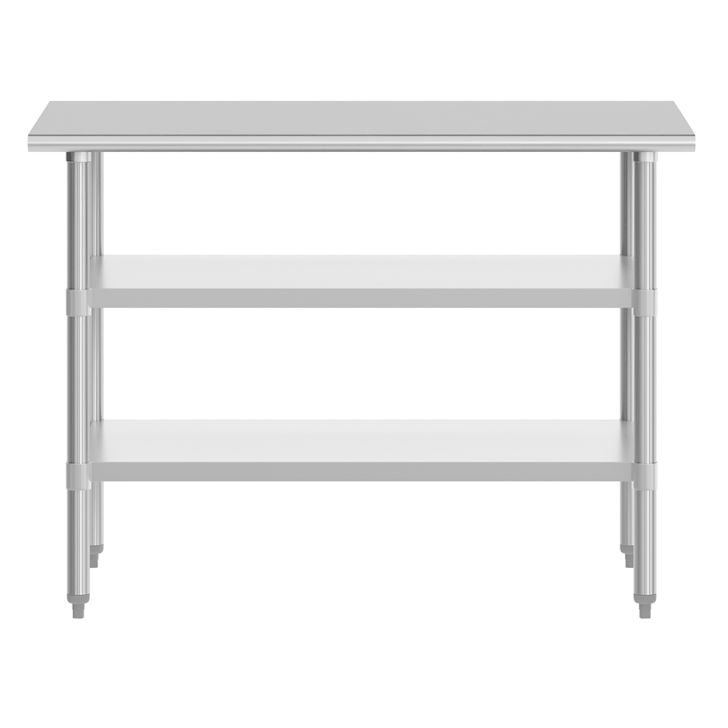 Bowery Hill Stainless Steel Work Table with Dual Undershelves 30x48