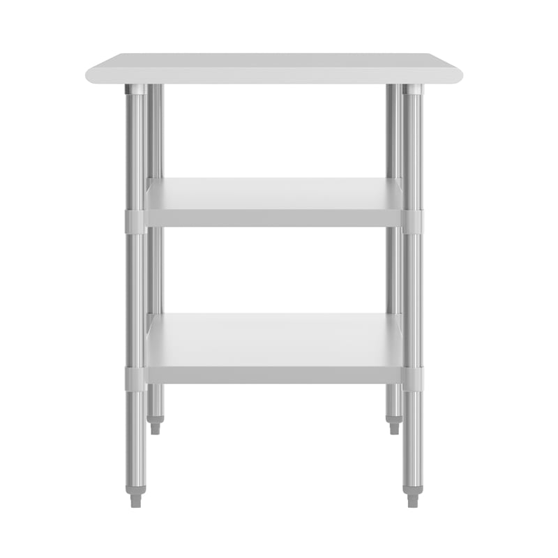 Bowery Hill Stainless Steel Work Table with Dual Undershelves 30x48