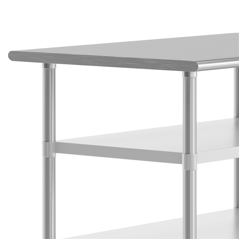 Bowery Hill Stainless Steel Work Table with Dual Undershelves 30x48